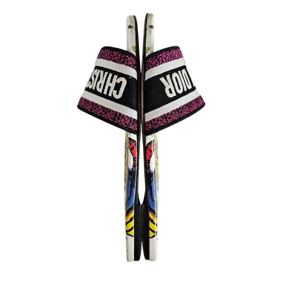 Christian Dior Dway Slide Flat Sandal Size 39 US 9 Pink White Leather Tiger - Picture 10 of 15